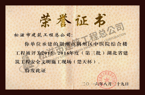 2016荊州區(qū)中醫(yī)院安全施工文明現(xiàn)場